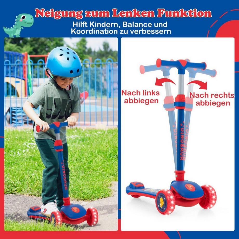 Northix  Klappbarer Kinder Roller mit PU LED Rädern & Hinterbremse Höhenverstellbarer Scooter Blau 