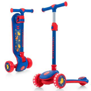 Northix  Monopattino pieghevole per bambini con ruote LED in PU e freno posteriore, monopattino regolabile in altezza, blu 
