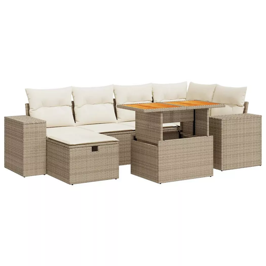 VidaXL - set divano da giardino Polirattan, One Size, Beige