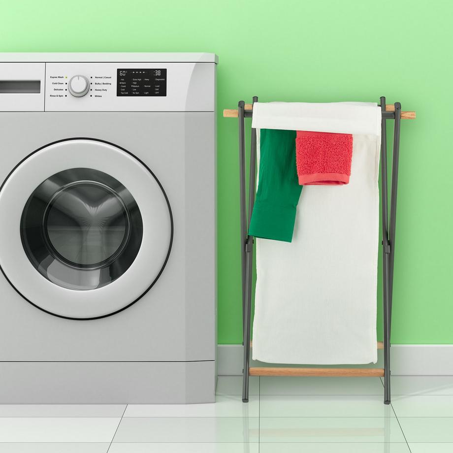 Northix Panier à linge pliable avec couvercle gris  