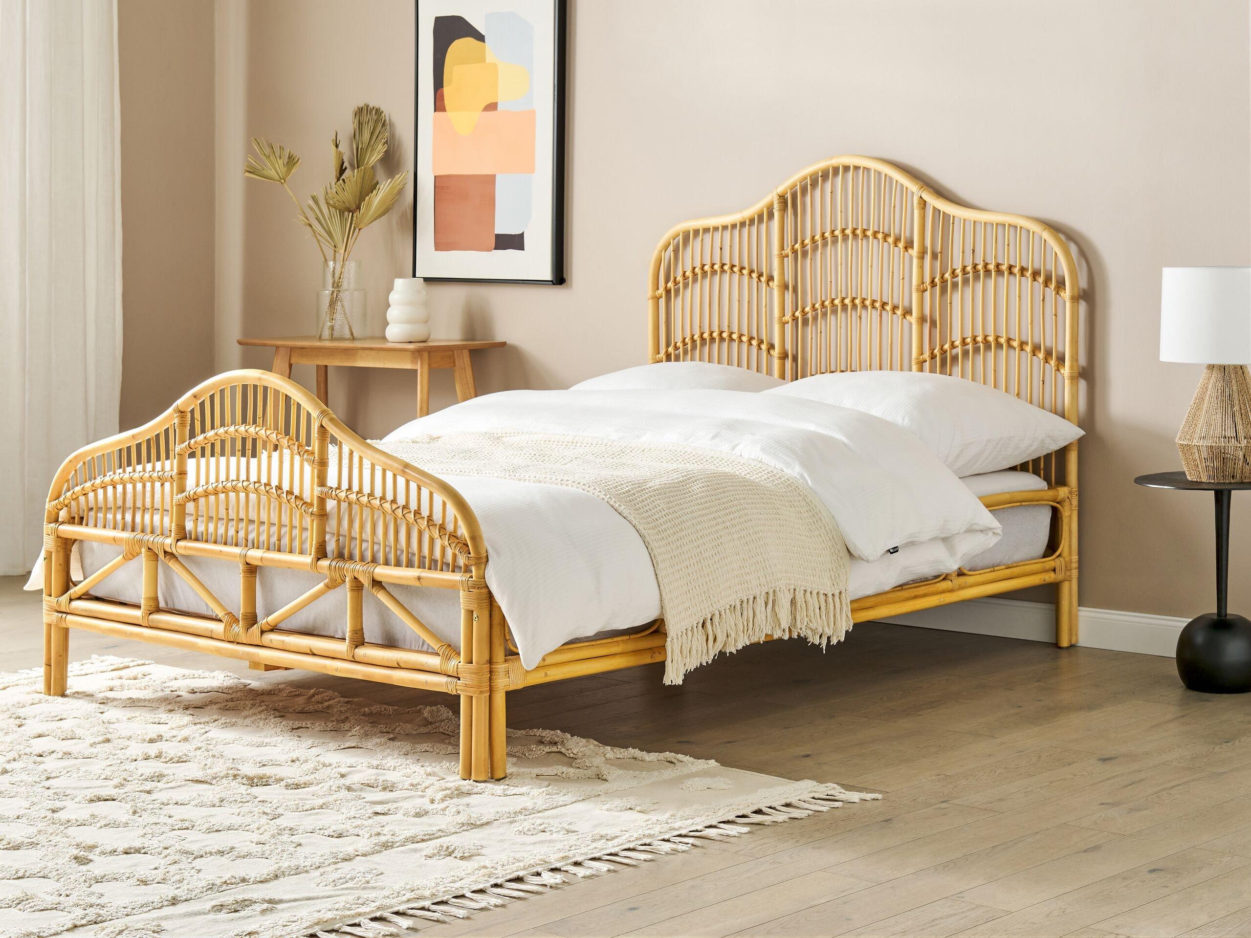 Beliani Letto con rete a doghe en Rattan Boho DOMEYROT  