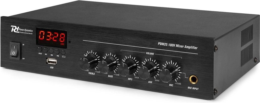 Power Dynamics  PDM25 100V Powermixer USB, MP3, BT, 25W 