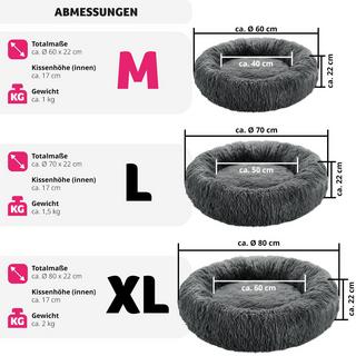 Tectake  Panier pour chien Maja avec rembourrage épais et maille peluche longue 