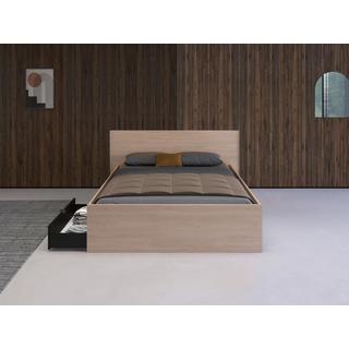 Vente-unique Letto con 2 cassetti 140 x 190 cm Naturale e Nero + Rete + - VELONA  