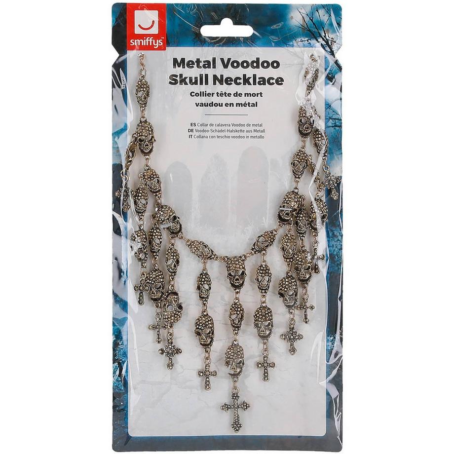 smiffys  Voodoo Schädel Halskette Deluxe, Metall, Kostüm 