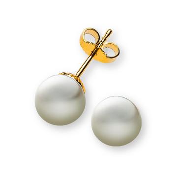 Clous d'oreilles en or jaune 750 perle d'eau douce 8-8.5mm