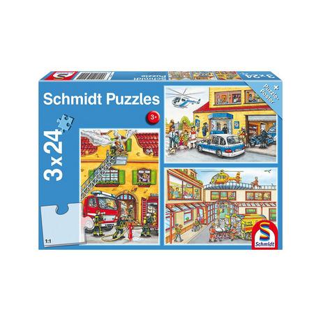 Schmidt  Puzzle Feuerwehr und Polizei (3x24) 