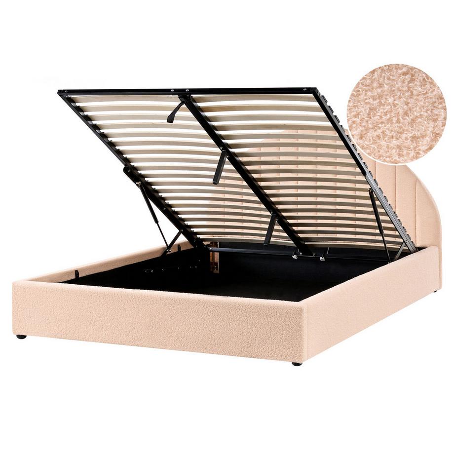 Beliani Lit ottoman en Bouclé Minimaliste CHADENET  