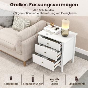 Nachttisch mit 3 Schubladen Nachtschrank für Boxspringbett 56 x 45 x 66 cm Weiß