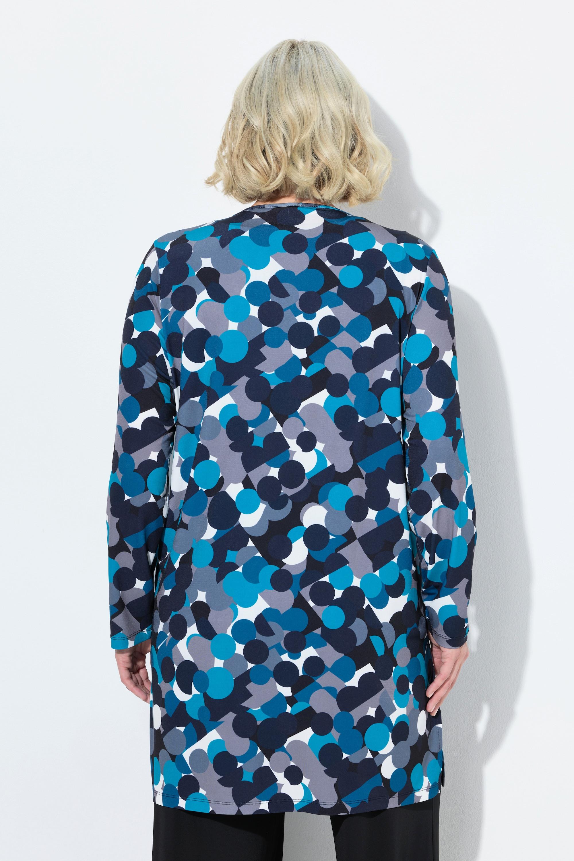 Ulla Popken Jerseyjacke V-Ausschnitt Knopfverschluss Langarm  