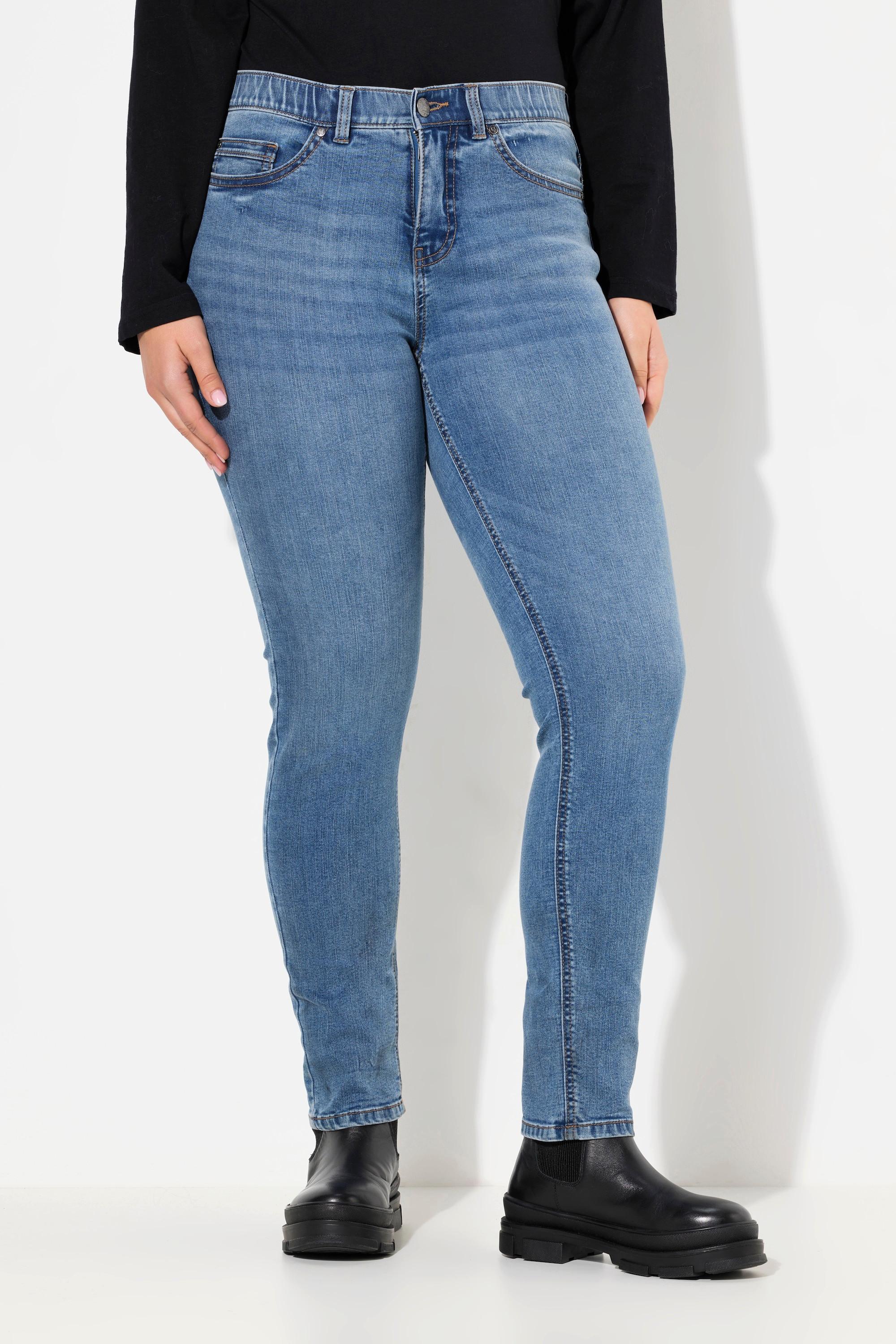 Ulla Popken  Jeans modello Sarah in comodo tessuto elasticizzato con taglio della gamba aderente e cintura comoda 