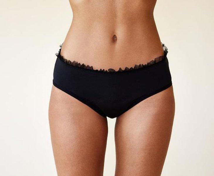 Image of Eleganter Periodenslip „colette“ Medium Mädchen Schwarz Bedruckt XL