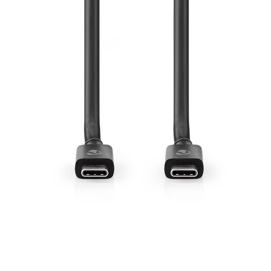Nedis  Câble USB | USB 4.0 Gen 3x2 | USB-C™ mâle | USB-C™ mâle | 240 W | 8K@60Hz | 40 Gbps | Nickelé | 1,00 m | Rond | PVC | Noir | Boîte 