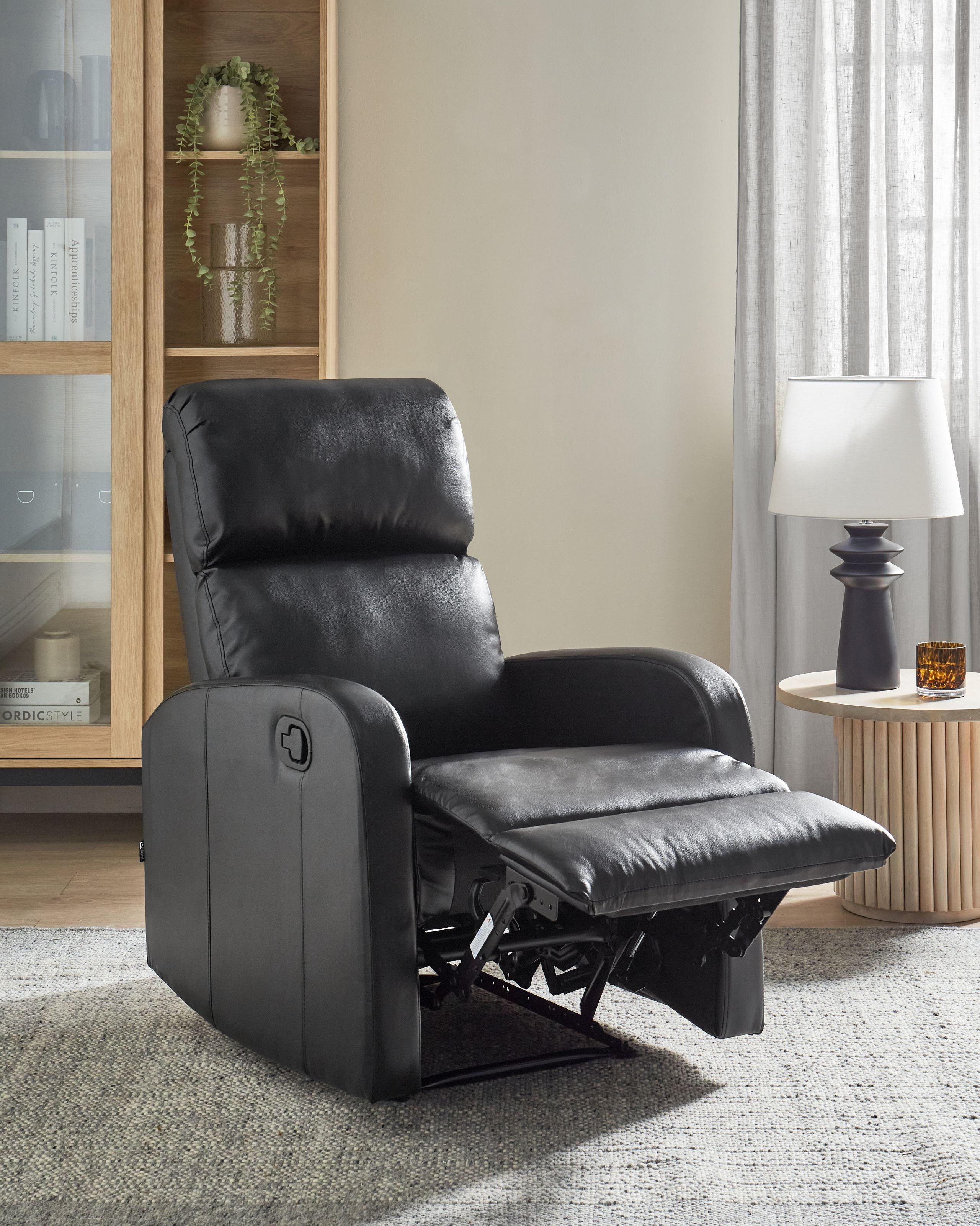 Beliani Fauteuil inclinable en Cuir PU Traditionnel VIRRAT  