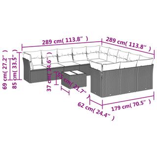 VidaXL Ensemble de canapés de jardin rotin synthétique  