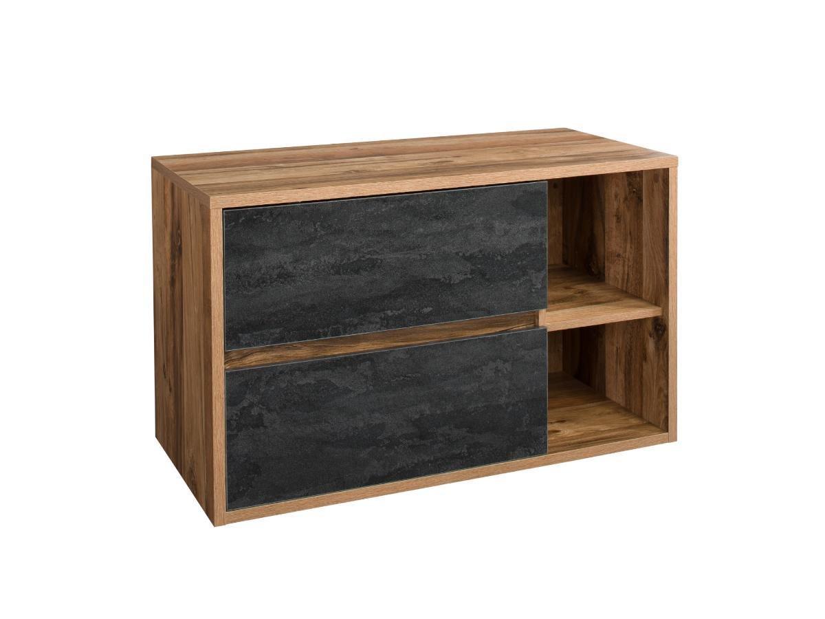 Vente-unique Meuble sous vasque suspendu coloris naturel et anthracite - 100 cm - TIKITIKI  