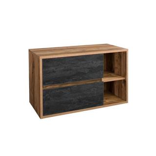 Vente-unique Meuble sous vasque suspendu coloris naturel et anthracite - 100 cm - TIKITIKI  