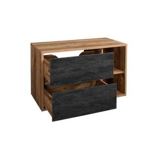 Vente-unique Meuble sous vasque suspendu coloris naturel et anthracite - 100 cm - TIKITIKI  