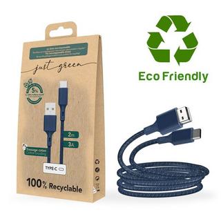 Just green  Cavo da USB a USB-C 2 m Just Green Blu 