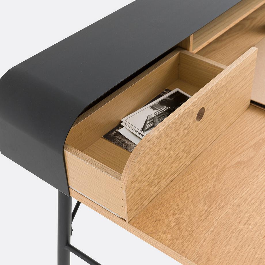 La Redoute Intérieurs Bureau métal acier et placage chêne Jimi  