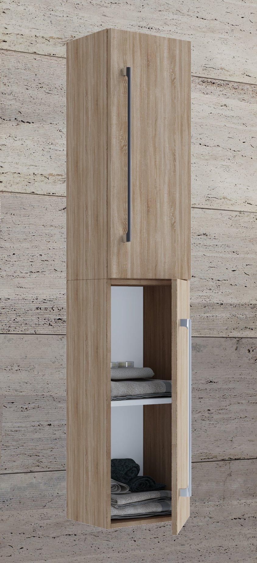 VCM Holz Badezimmerschrank | Badmöbel | Wandschrank | Badregal | Badschrank | Hochschrank | Maße ca. H. 150 x B. 33 x T. 22 cm - Badinos 2  