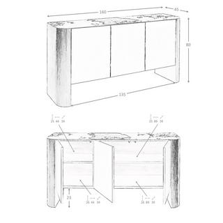 ANGEL CERDA Credenza in legno d'argento, noce e piano in marmo porcellanato  