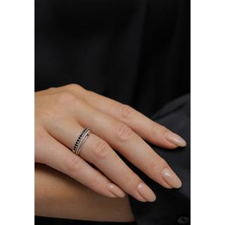 Elli  Bague Femmes Pile Set Élégante Solitaire Torsadé Tendance Avec Cristaux Noir 