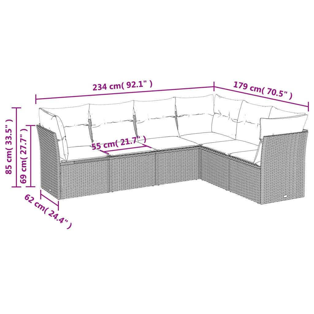 VidaXL set divano da giardino Polirattan  