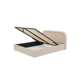 Vente-unique Lit coffre 140 x 190 cm - Tissu bouclette - Beige + Matelas - FIREZA  