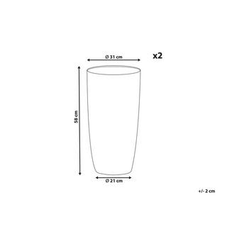 Beliani Set mit 2 Blumentöpfen aus Lehm-Faser-Mischung Industriell ABDERA  