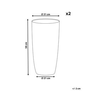 Beliani Set mit 2 Blumentöpfen aus Lehm-Faser-Mischung Industriell ABDERA  