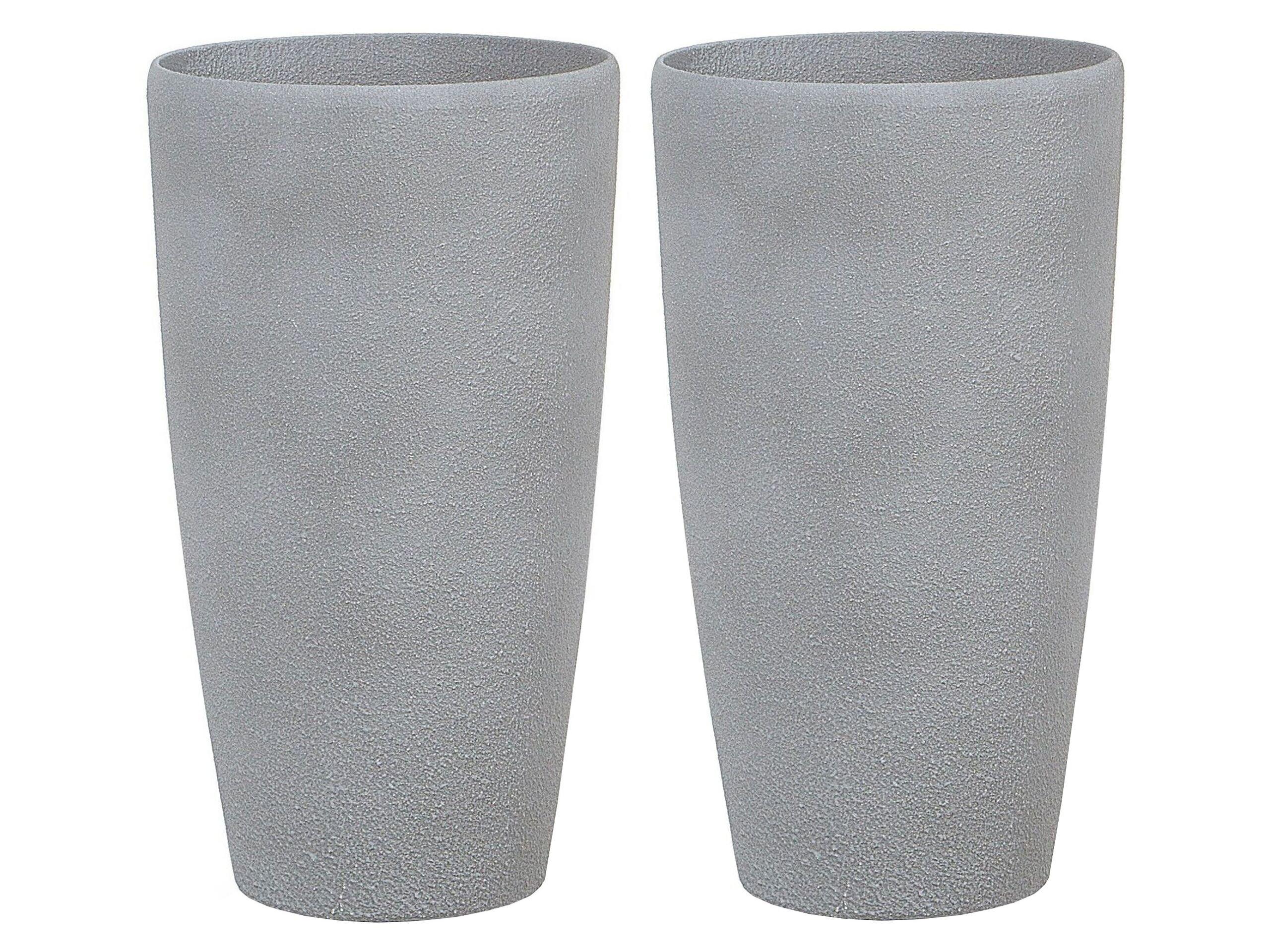 Image of Set mit 2 Blumentöpfen aus Steingemisch Industriell ABDERA Set mit 2 Blumentöpfen aus Steingemisch Industriell ABDERA