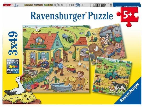 Image of Puzzle Viel los auf dem Bauernhof 3 X 49 Teile