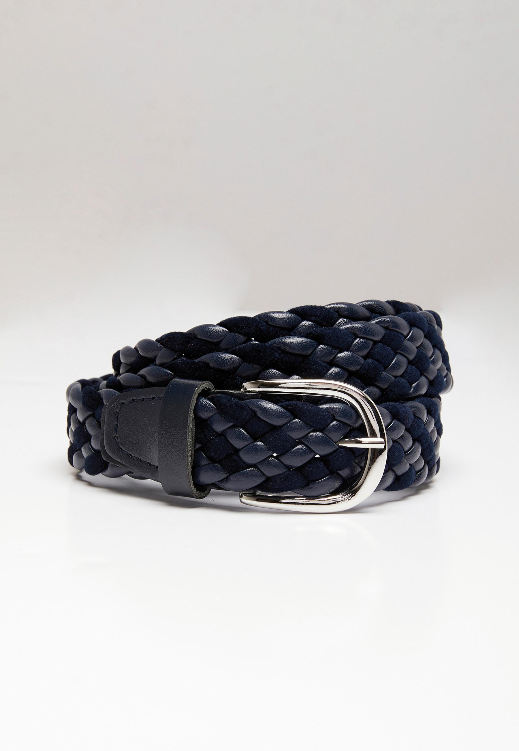 Image of Flechtgürtel Aus Obermaterial Und Futter Synthetik. Metallschließe. Damen Blau 85cm