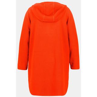 Ulla Popken  Pullover lungo di pellicciotto di pile con cappuccio, zip e maniche lunghe 