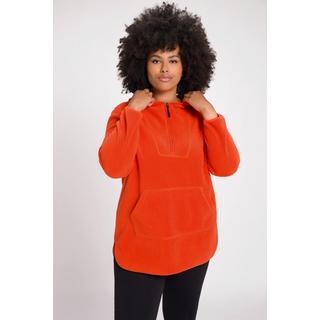 Ulla Popken  Long-Teddy-Fleecepullover, Kapuze, Zipper, Langarm 