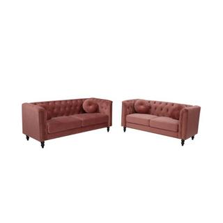 Vente-unique Couchgarnitur 3+2 TURNER Samt Altrosa  