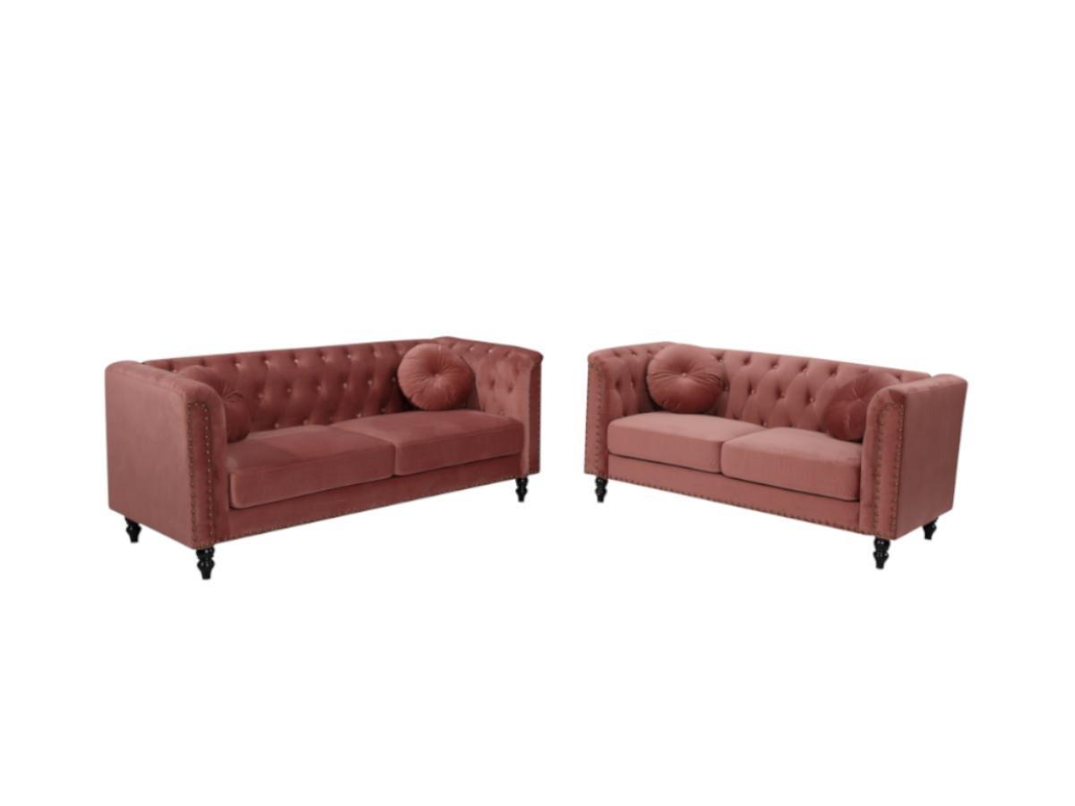 Image of Couchgarnitur 3+2 TURNER Samt Altrosa Couchgarnitur 3+2 TURNER Samt Altrosa