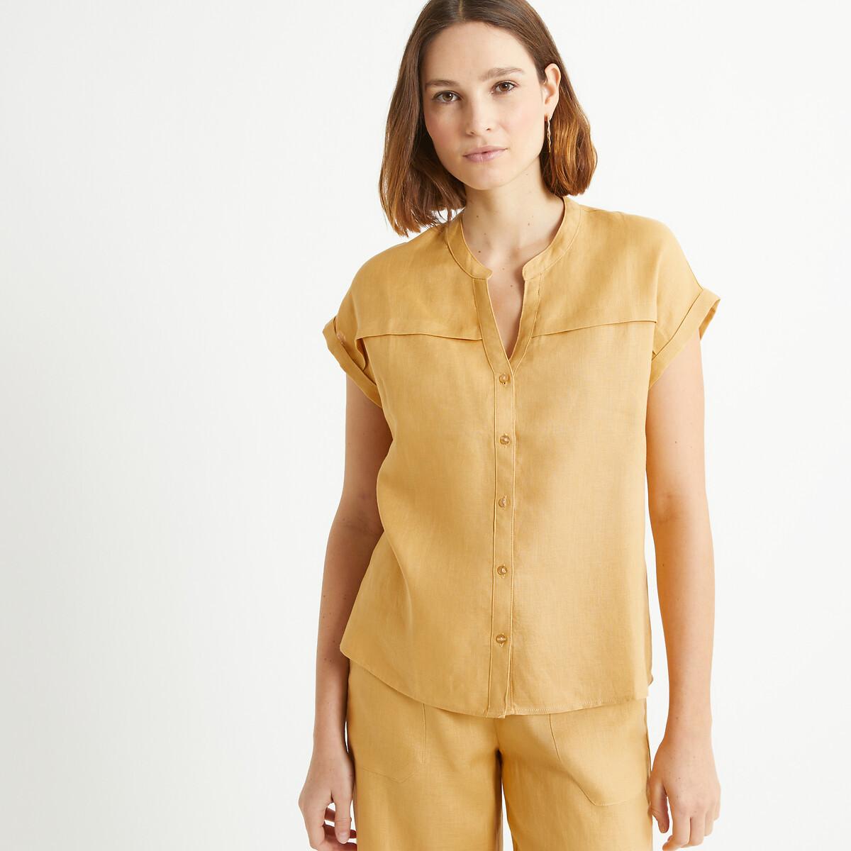 Image of Bluse Aus Reinem Leinen Damen Gelb 42