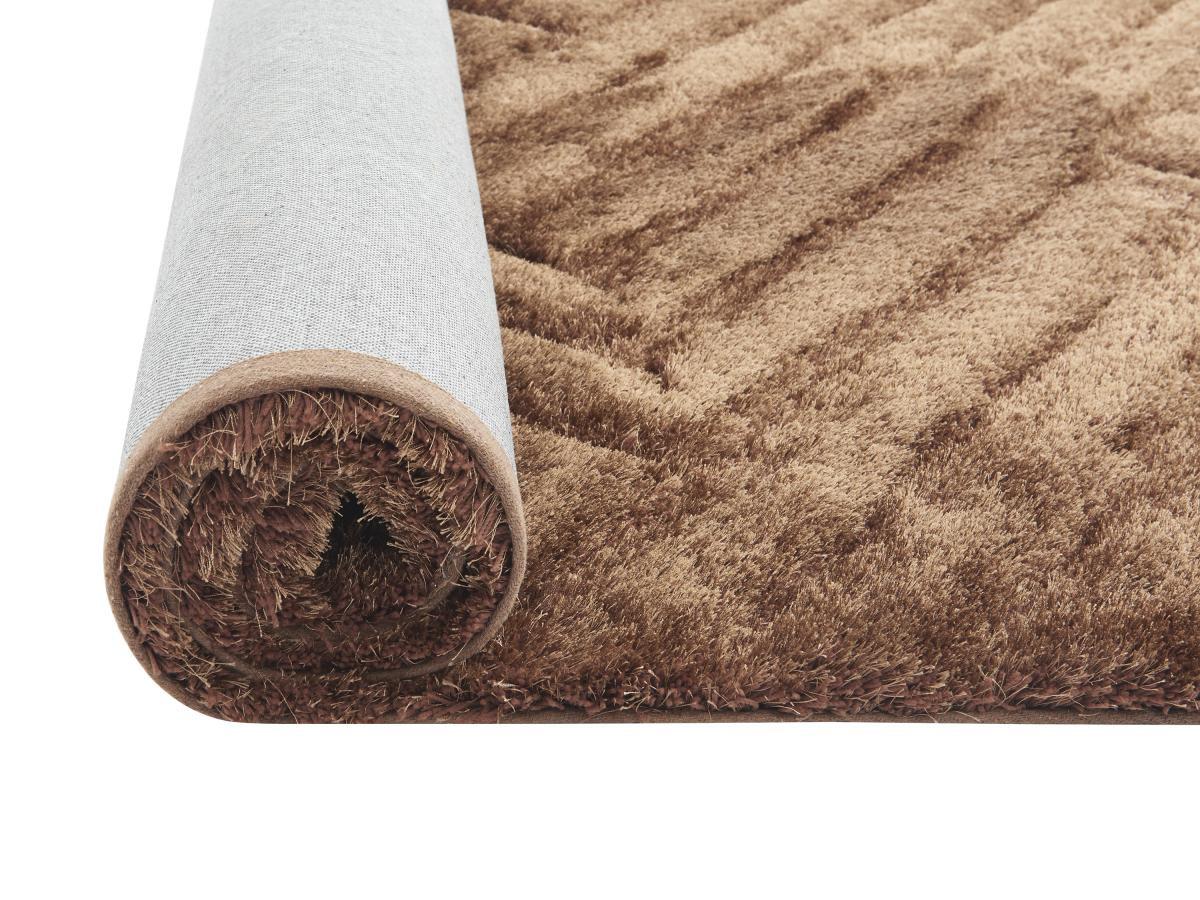 Vente-unique  Tapis shaggy en relief à poils longs - 160 x 230 cm - Marron - MAZE 