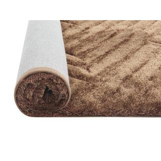 Vente-unique  Tapis shaggy en relief à poils longs - 160 x 230 cm - Marron - MAZE 