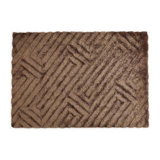 Vente-unique  Tapis shaggy en relief à poils longs - 160 x 230 cm - Marron - MAZE 