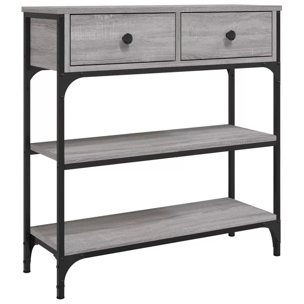 Table console sonoma gris 72,5x25x75 cm bois d ingénierie