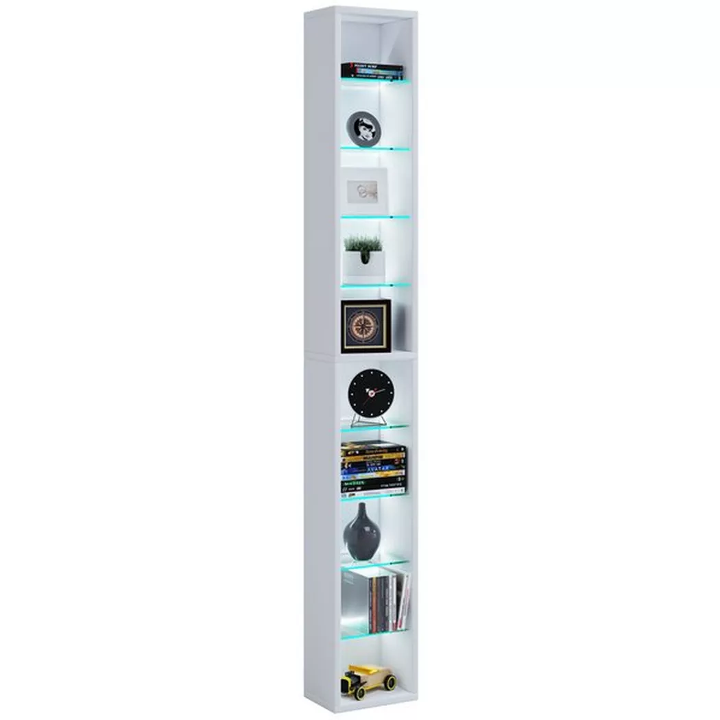 VCM - Holzregal stehend | platzsparender CD-Schrank | Elegantes DVD-Regal stehend | Blu-Ray Regal | CD Regal - Rasato, One Size, Blanco