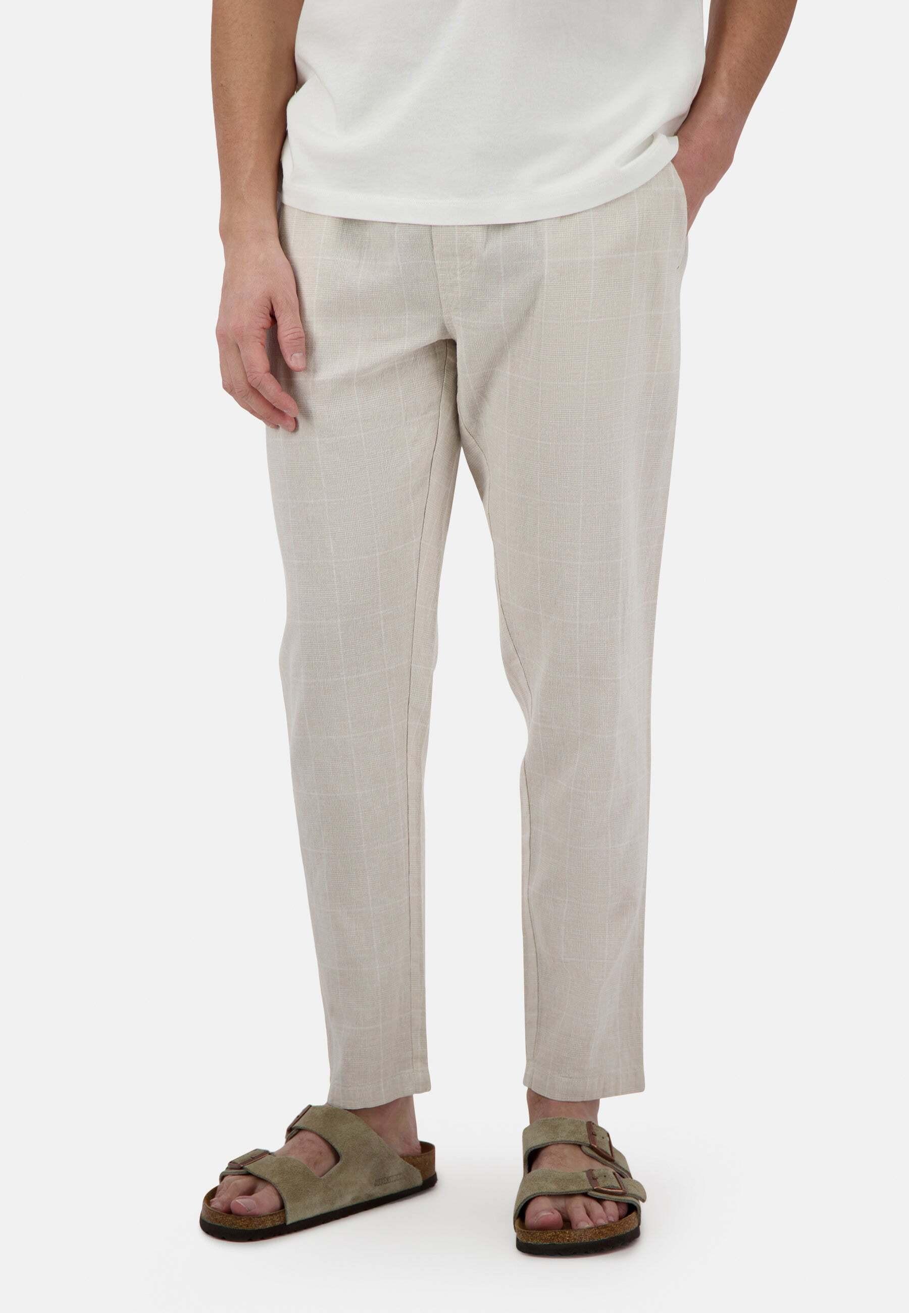 Image of Leinenhose Blend Check Unisex Beige S