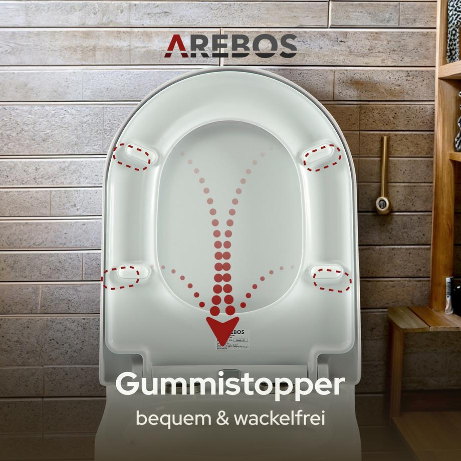Arebos Toilettendeckel mit Absenkautomatik Klodeckel Toilettensitz  