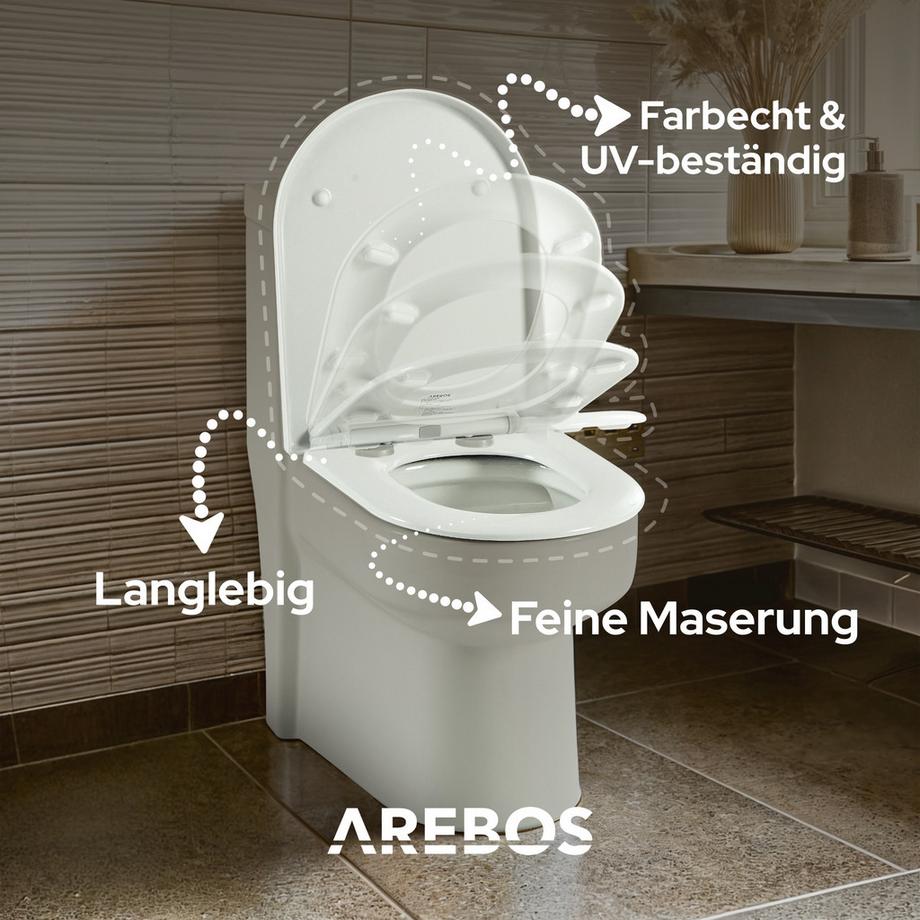Arebos Toilettendeckel mit Absenkautomatik Klodeckel Toilettensitz  