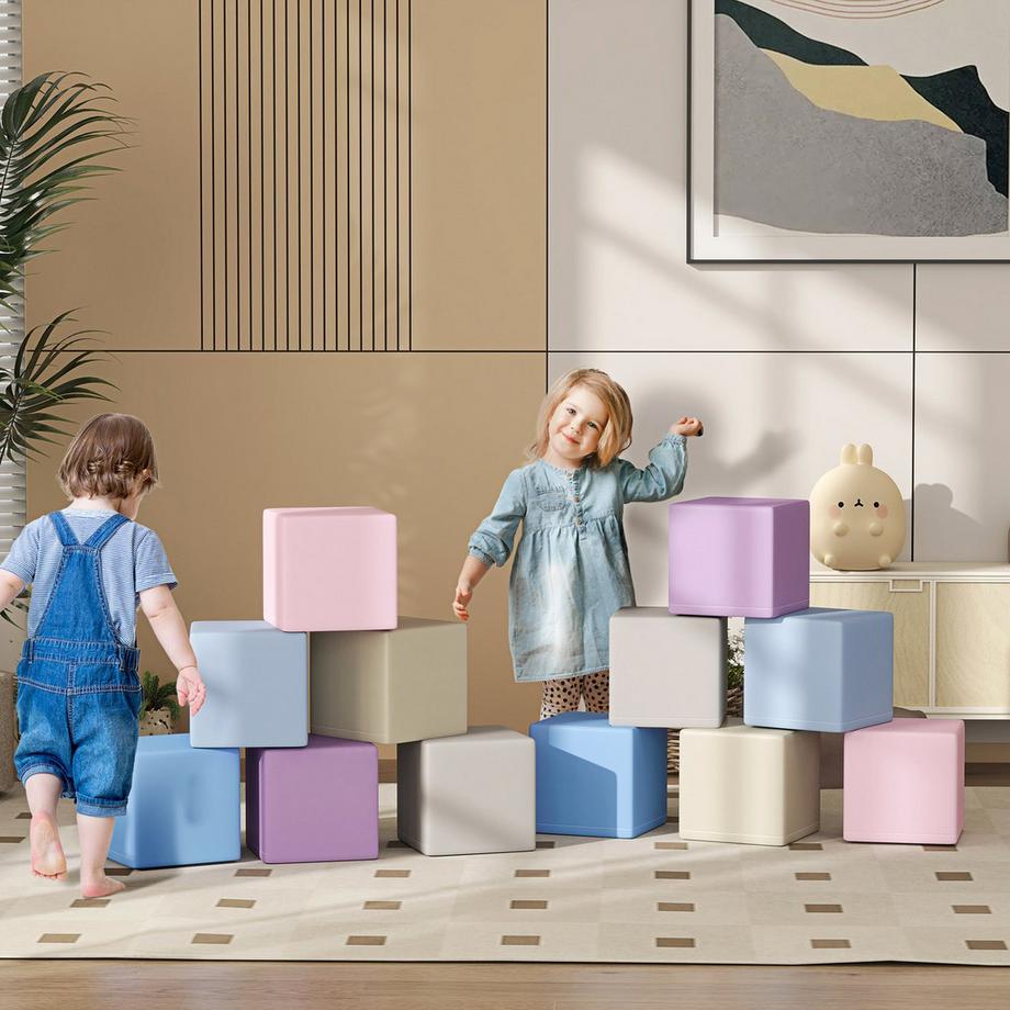 Northio  Blocs de Construction Souples Ensemble de 12 Blocs de Construction en Mousse Blocs de Construction Géants Jouets de Construction pour Enfants de 1 à 3 Ans Cuir Artificiel EPE | 