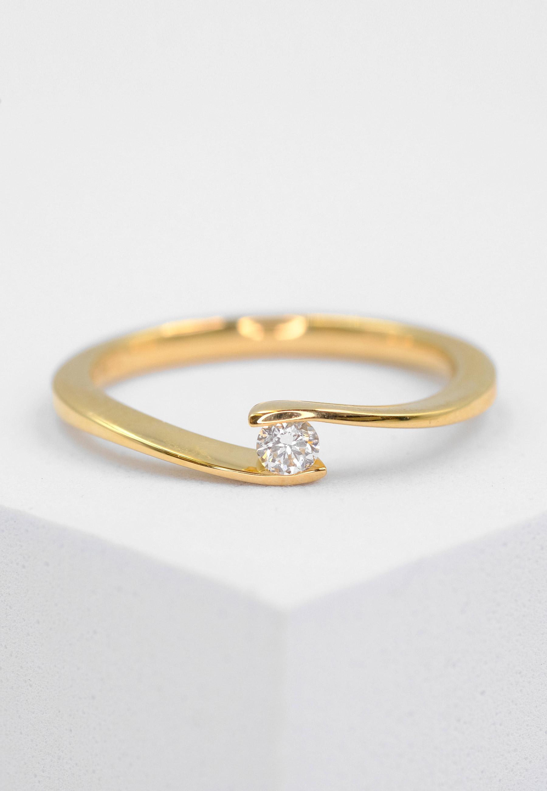 MUAU Schmuck  Bague Solitaire Diamant 0.10ct. or jaune 750 