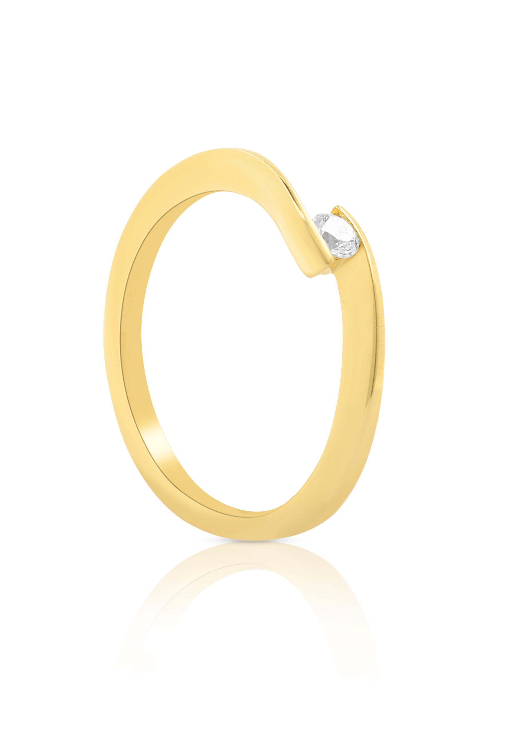 MUAU Schmuck  Bague Solitaire Diamant 0.10ct. or jaune 750 